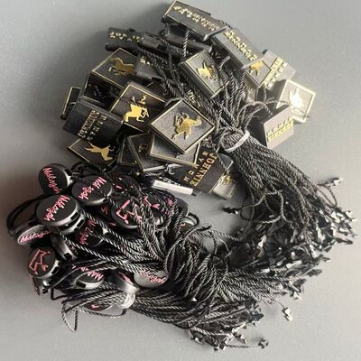 Plain Rectangle Black Hang Tag String Length 7 Inches Ideal for Clothing Tags and Retail Product Identification Solutions